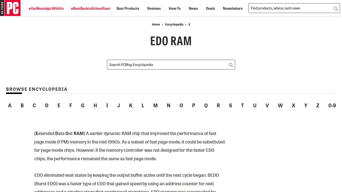 Definition of EDO RAM | PCMag